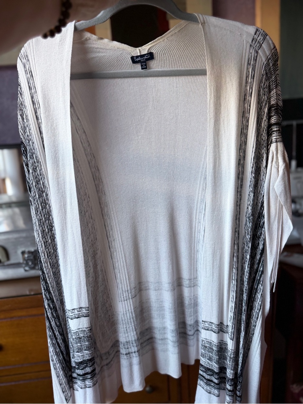 Splendid White Ribbed Knit Poncho - Picture 10 of 12